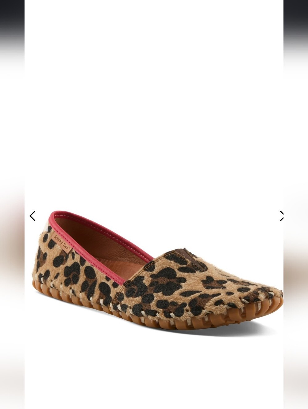 Spring Step Kathaleta Calf Hair Leather Print Driving Moccasins with Red Trim